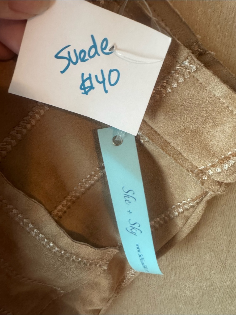 She + Sky Tan Utility Mini Skirt with Patch Pockets - Picture 3 of 4
